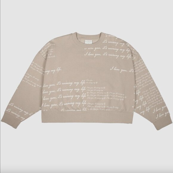 Taylor Swift TTPD "I Love You It's Ruining My Life" Boxy Cropped Crewneck XS New - Picture 1 of 5
